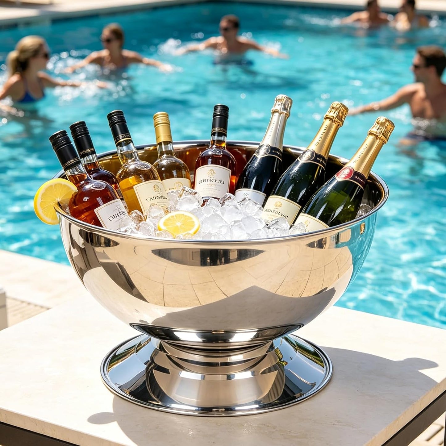 12L Large Ice Bucket for Parties,Silver Stainless Steel Beverage Tub with Scoop – Champagne Bucket for Mimosa Bar Supplies, Wine Cooler Bucket, Drink Bucket for Celebrations