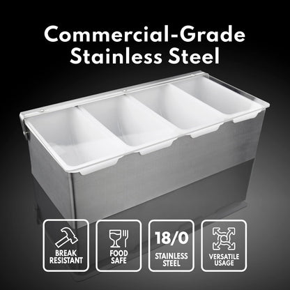 New Star Foodservice | Multi-Compartment Restaurant-Grade Condiment Dispensers (Silver, 3 Compartments)