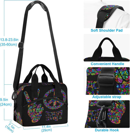 Colorful Leopard Insulated Lunch Bag Rainbow Animals Skin Print Reusable Cooler Lunch Tote Box with Shoulder Strap for Work Picnic School Beach