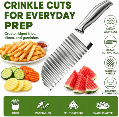 Large Crinkle Cutter, Stainless Steel Wavy Potato,French Fry Slicer