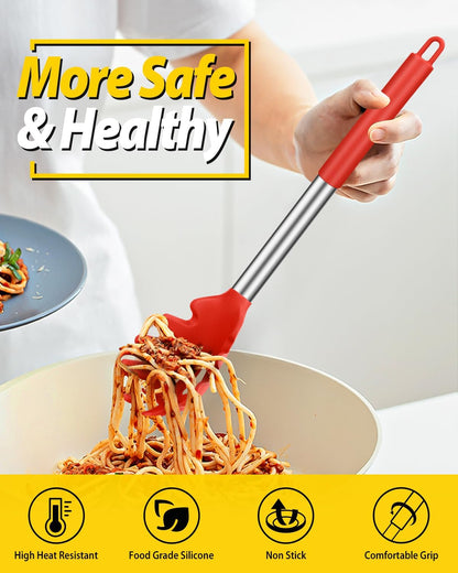 BUNDLEPRO Silicone Soup Ladle and Pasta Spoon Set, 2 Pack, Gray