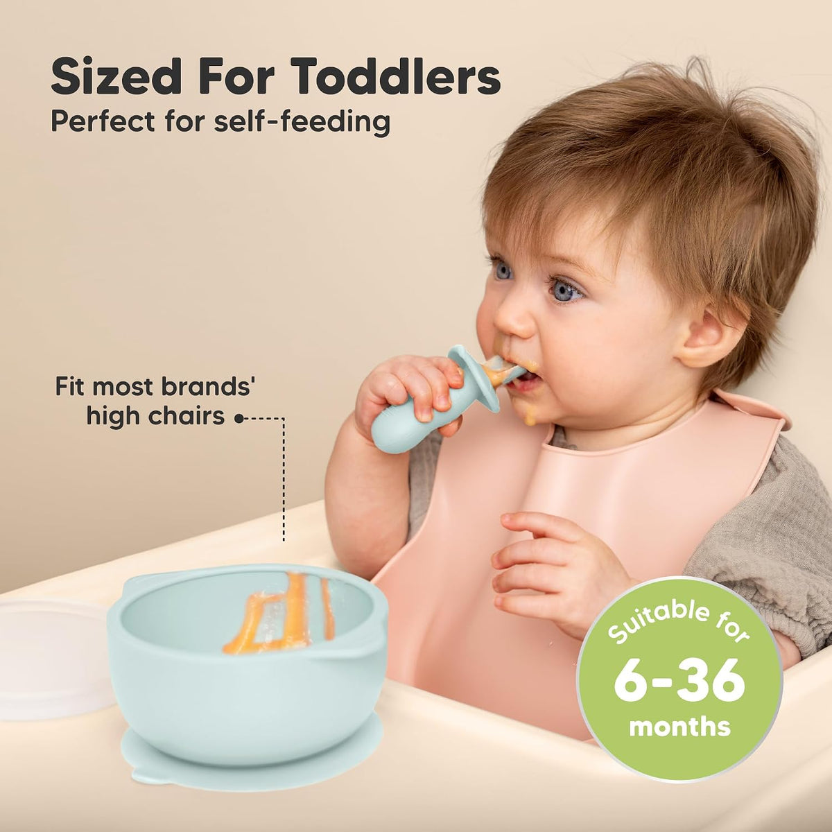 KeaBabies 2-Pack Baby Bowls with Suctions, Lids, Silicone (Terracotta)