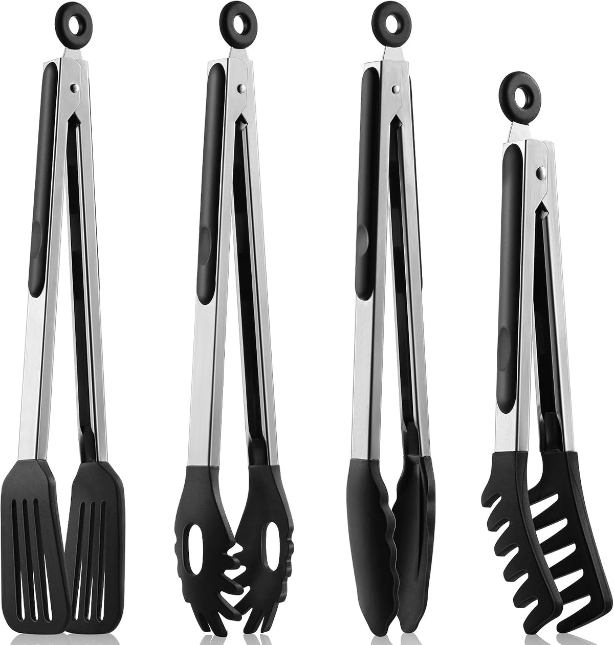 Kitchen Tongs with Silicone Tips, 9" & 12" Silicone Tongs for Cooking