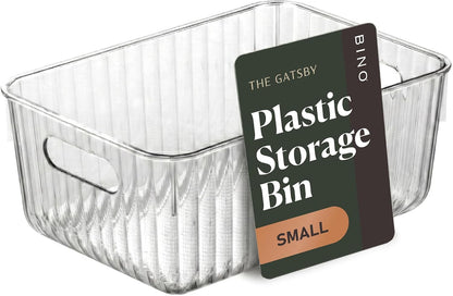 BINO | Plastic Storage Bins, X-Large | THE GATSBY COLLECTION | Clear Storage Bins for Organization | Pantry Organizers | Kitchen Organizer | Fridge & Freezer Organizer | Cabinet Plastic Containers