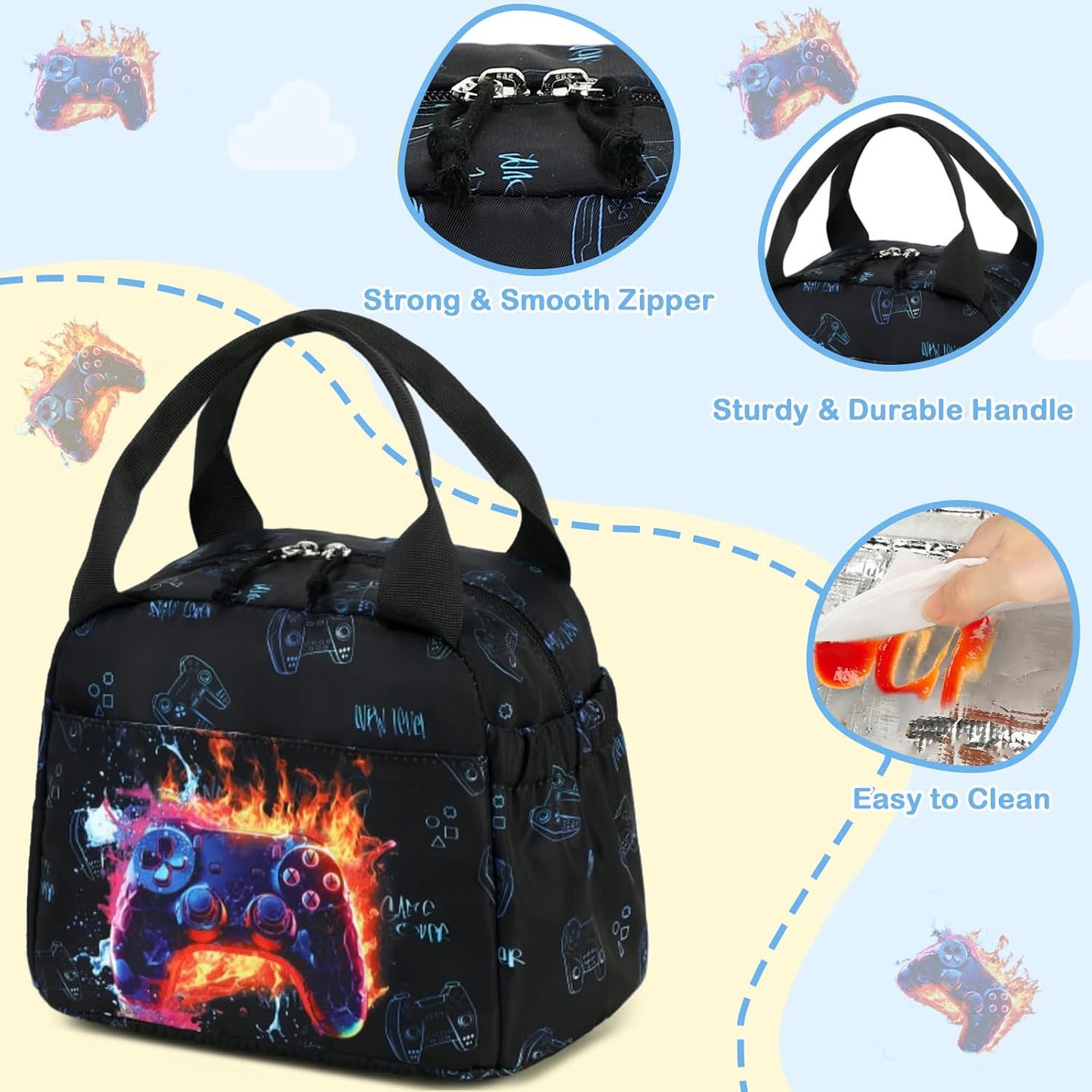 CAMTOP kids lunch bag Cute Insulated lunch box for Boys & Girls Leakproof loncheras for school