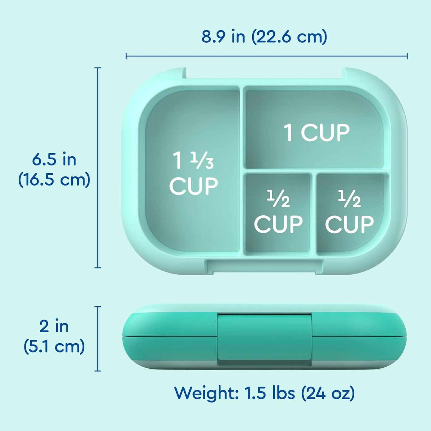 Bentgo Chill Kids Leak-Proof Lunch Box - 4-Compartment Bento Box with Built-In Ice Pack, 3.3 Cup Capacity, PFAS & BPA-Free, Microwave & Dishwasher Safe, Ideal Size for Ages 3 to 7 (Truly Teal)