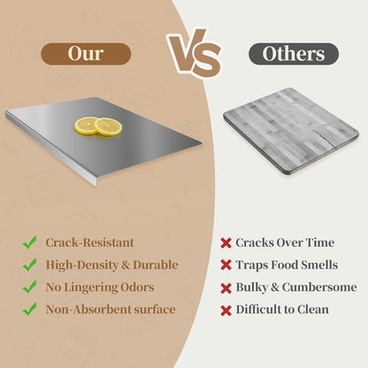 Stainless Steel Cutting Board Set, 2 Pack Kitchen Metal Chopping Board Set with Counter Lip Dishwasher Safe for Meat, Fish, Vegetables, Fruits, Bread & Pastry (40 x 30cm/ 16 x 12 in)