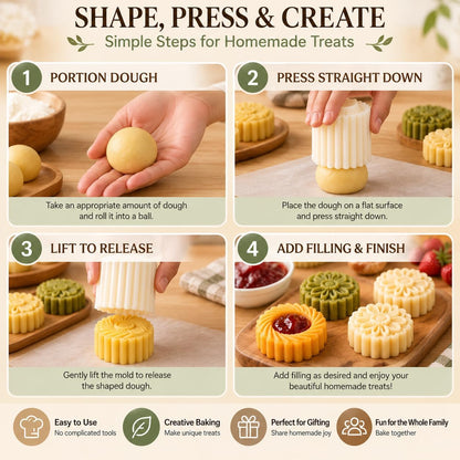 Sunflower Patterned Round Hand Press Mooncake Double Ended Pastry Mold