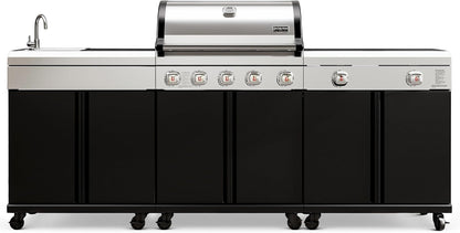 Brand-Man Outdoor Kitchen Island – 5-Burner Gas Grill & Griddle Combo with 800°C Infrared Sear Zone, Dual-Zone Cooktop, Sink & Storage, 995 sq.in Cooking Area, 67,000 BTU Stainless Steel BBQ Station