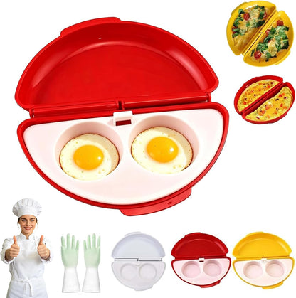 2-In-1 Microwave Omelette Maker & Egg Cup Cooker with Removable Tray，A+B