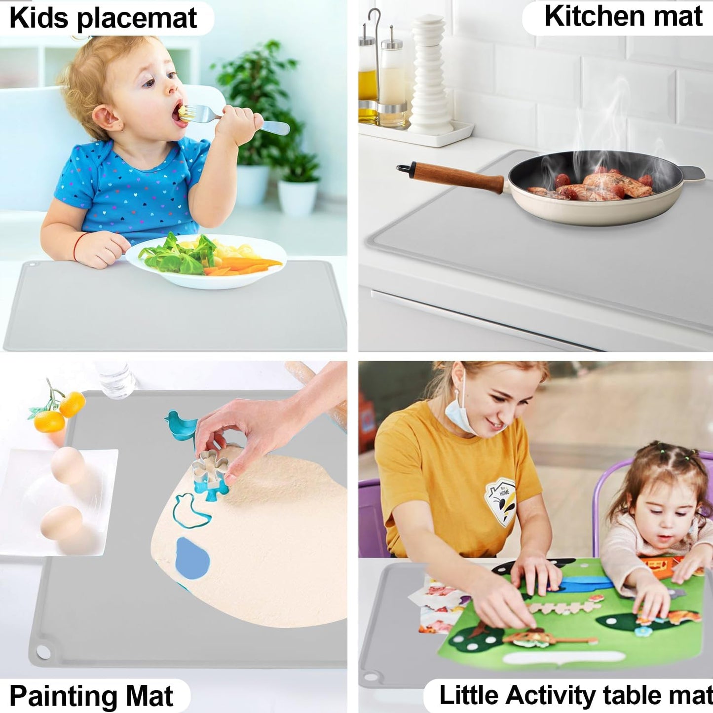 Extra Large Silicone Mat, 31.5x23.6 Inch Heat Resistant Mat for Kitchen Counter, Non Stick Silicone Baking Mat for Dough and Pastry, Thick Silicone placement Countertop Protector, Black countertop mat