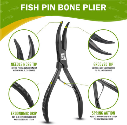 Fish Bone Tweezer Set,4.3" Stainless Steel 2 Piece, Flat and Slant tips Fish bone removal tool.
