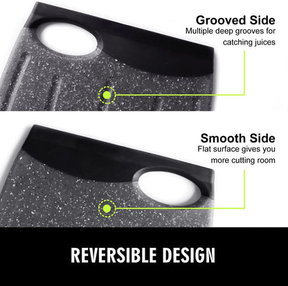 Small Plastic Cutting Board Set of 2, Mini Cutting Board for Small Kitchen Tasks, Non Slip Edges, Unique Design with Multiple Juice Grooves! BPA Free, Non-Porous, Dishwasher Safe (9.84" x 7.48")