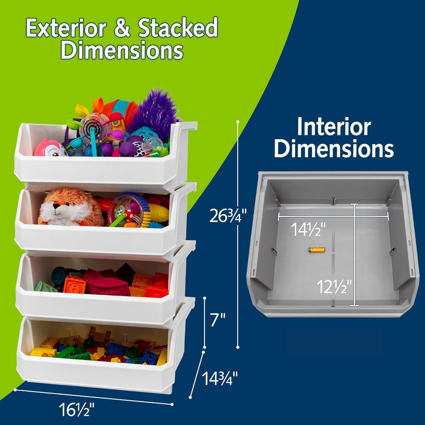 ReadySpace Medium Plastic Storage Bins, Stackable Organizer Containers for Closet Pantry Shelf Garage and Office Organization, Clear, 8 Pack