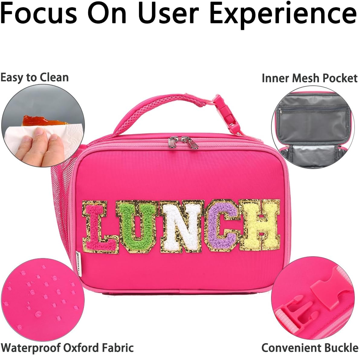 GYEUKHAM Insulated Lunch Box for School, Thermal Reusable Durable Freezable Lunch Bags for Kids Boys Girls Men Women - Small Soft Cooler Portable Lunch Tote Kit for Work Picnic Travel,Black