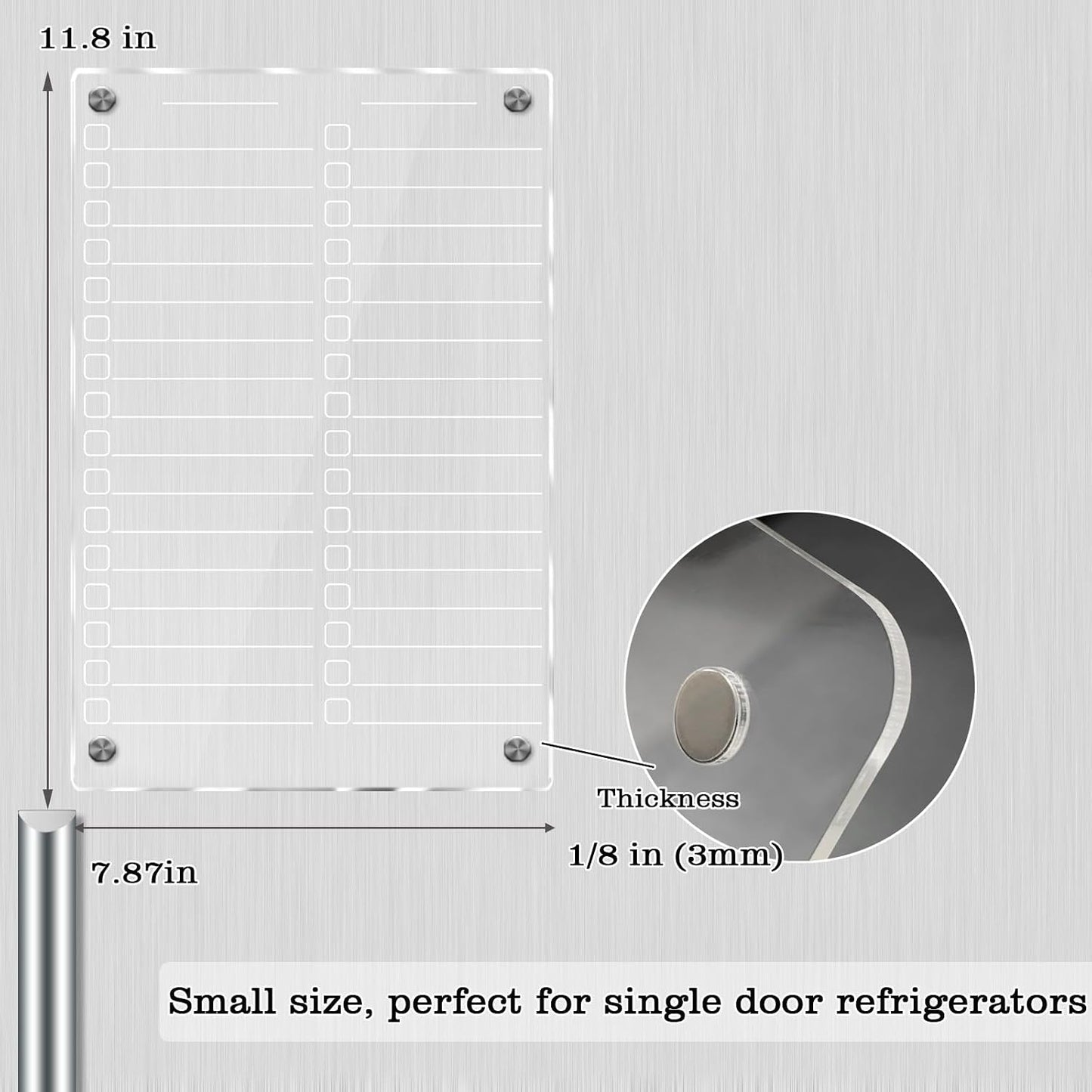 JonXon 8"X12" Acrylic Magnetic Menu Board for Kitchen,Acrylic Weekly Calendar for Fridge,Clear Meal Planner for Refrigerator,Magnet Fridge Menu Planner with 6 Magnetic Erasable Markers