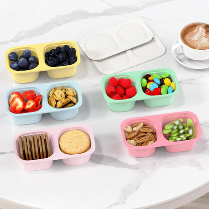 Snack Pack Containers for Kids, 5 Pack Reusable Snack Containers with Lids, 2 Compartment Small Bento Snack Box, BPA-Free, Lunchbox Accessories for Travel