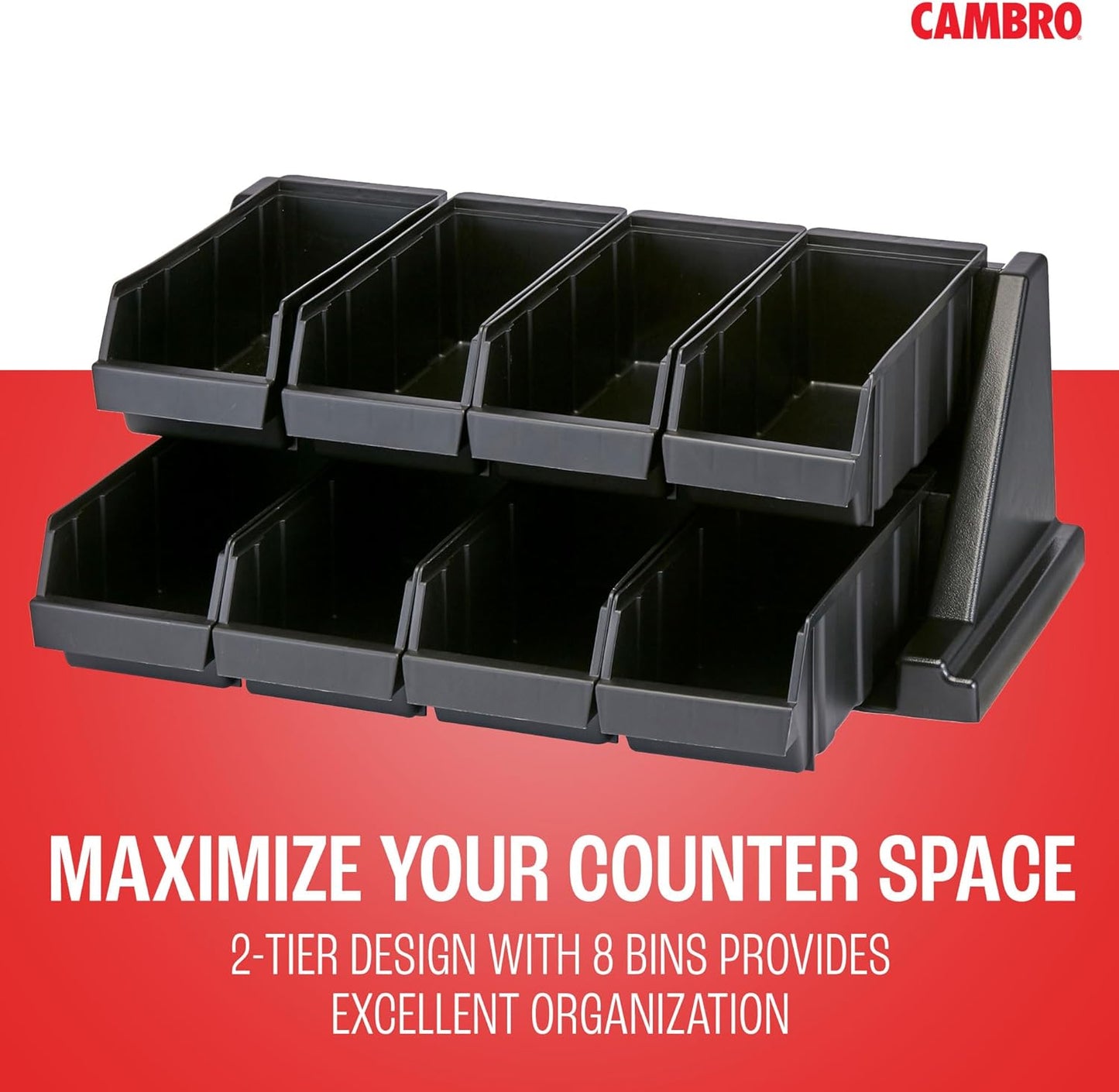 Cambro Versa - Self Serve Condiment and Utensil Bin - 12 Storage Bins - Ideal for food and coffee condiments (Black)