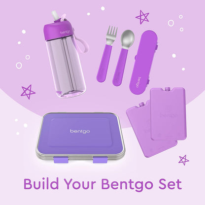 Bentgo Kids Stainless Steel Utensil Set - Reusable Fork, Spoon & Storage Case, PFAS- & BPA-Free, Easy-Grip Handles, Lightweight, Dishwasher Safe, School Lunch, Travel & Outdoors (Dinosaur)