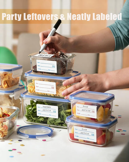 2 Rolls 1000 Pieces Removable Food Labels, 1 x 2 Inch Date Stickers for Freezer, Refrigerator Food Containers – Easy to Write On, Perfect for Food Labeling and Storage Organization (1000)