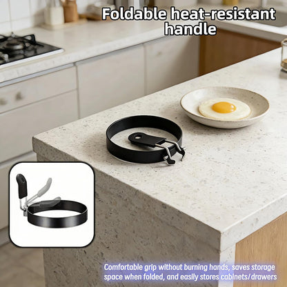 Stainless Steel Egg Rings 3.5 Inch for Pancakes, Non-Stick Egg Mold with Silicone Handle, No-Leak Breakfast Round Mold for Frying Eggs, English Muffins, Burgers, Dishwasher Safe
