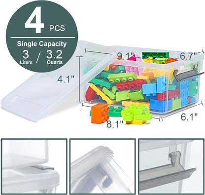 Citylife 6Packs 7.8Qt Plastic Storage Bins with Lids, Clear Organizer | Stackable totes Containers for Craft Supplies, Documents,Garage,Toys,Office and Classroom