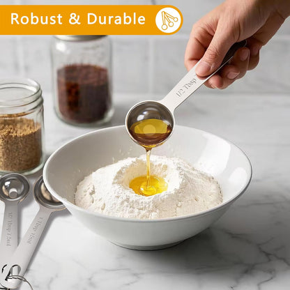 TILUCK Stainless Steel Measuring Cups & Spoons Set,Coffee Scoop Spoon,Kitchen Gadgets for Cooking & Baking,Set of