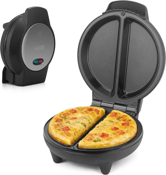 AshGlen Dual-zone Omelette Maker Electric, Omelette Pan for 2 Individual 6.5” Omelets & Egg Frittata, Ceramic Coating omlet maker electric Nonstick, Breakfast omelet Maker, Graphite