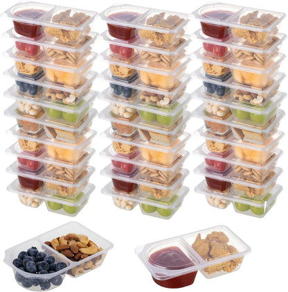 TAIHUIMY 9oz Reusable Snack Containers with Lids for Kid, New 3 Compartment Large Capacity Condiment Portion Control Meal Prep Containers for School lunch, Go out Travel, Party (10, 9, ounces)