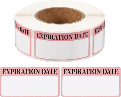 PATIKIL 500 Pcs Expired Date Label Stickers Roll, 2 x 1 Inch Removable Inventory Labels Adhesive Food Sticker Roll for Marking Organizing Inventory and Food Container, White and Black