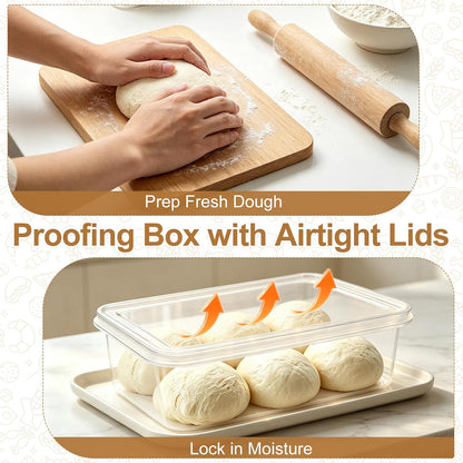 2 Pack 16 L Pizza Dough Proofing Box with Lid, Proofing Container