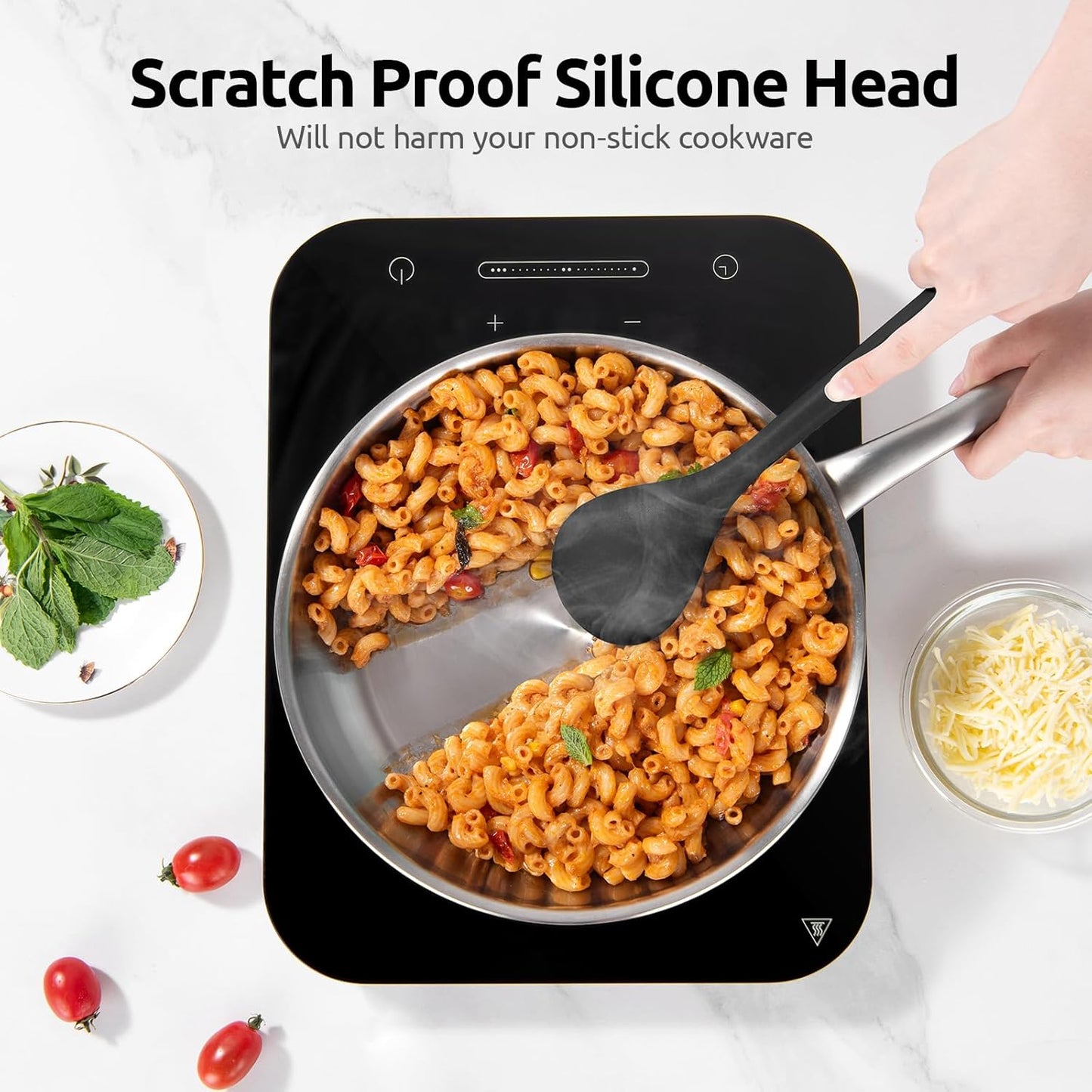 600ºF Heat Resistant Silicone Spoons: U-Taste 13.3in Solid & Slotted Kitchen Cooking Tool, Nonstick Long Rubber Utensil, Sturdy for Mixing, Serving, Stirring, Frying, Basting (Aqua Sky, 2PCS)