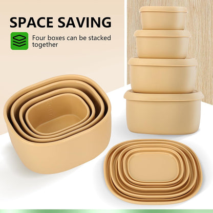 4 Pcs Silicone Food Storage Containers with Lids，BPA Free Reusable Silicone Storage Containers for Food Freezer Containers Freezer Dishwasher Safe (33.8oz, 20oz, 10oz, 6.7oz)