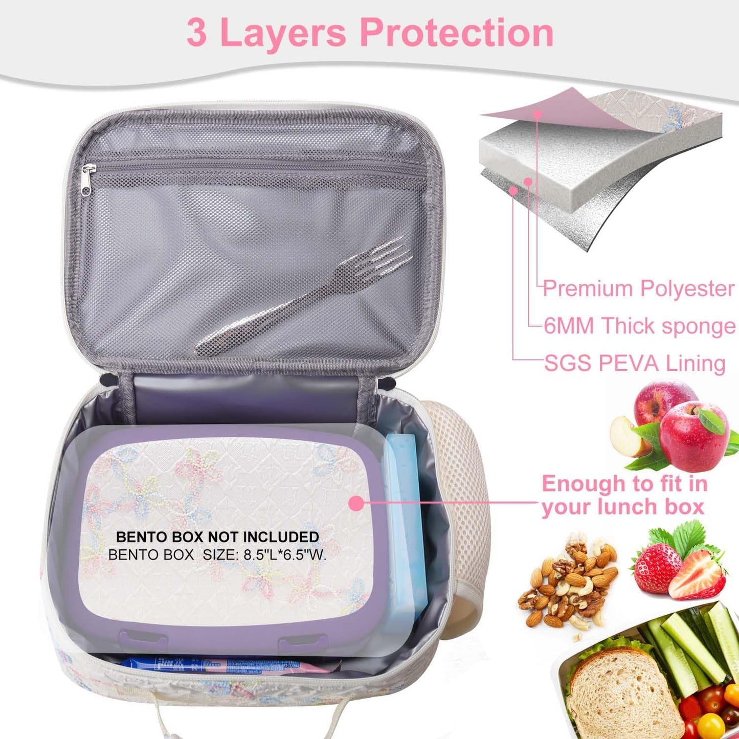 RHCPFOVR Kids Lunch Bag - Insulated Lunch Box for Boys Girls,Washable Lunch Bag and Reusable Toddler Leak-proof Lunchbox for School and Daycare - Colors B