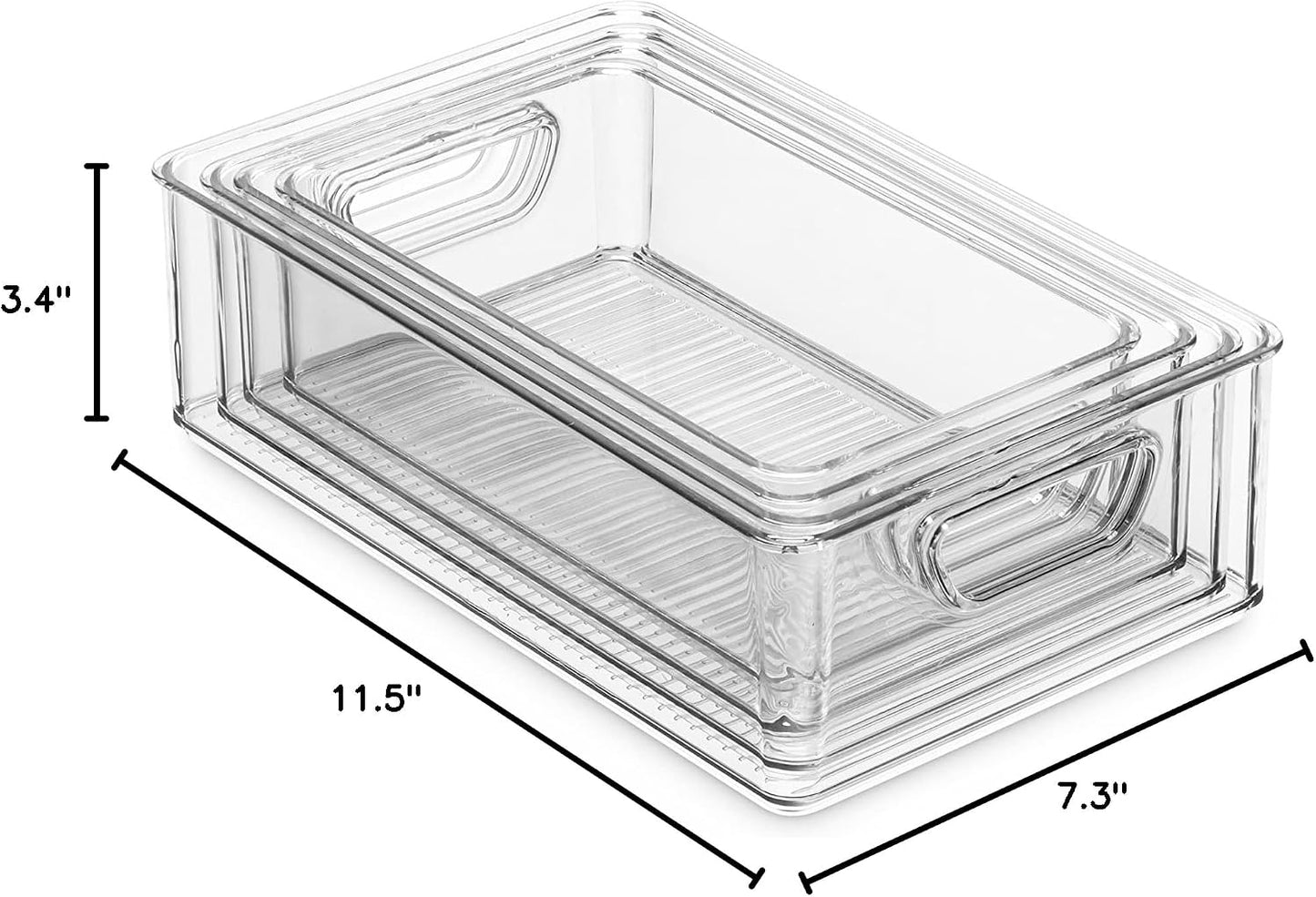 Munfix Set Of 16 Refrigerator Organizer Bins - Plastic Pantry Organization and Storage Baskets - Stackable Food Fridge Organizers with Cutout Handles for Freezer, Kitchen, Countertops, Cabinets