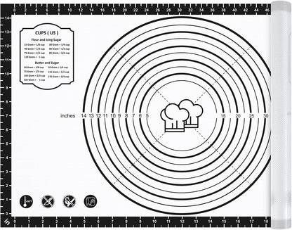 Silicone Baking Mat,28" x 20" Extra Thick Large Non Stick Sheet Mat with Measurement Non-slip Dough Rolling Mat,Reusable Food Grade Silicone Counter Mat for Making Cookies,Macarons,Bread and Pastry