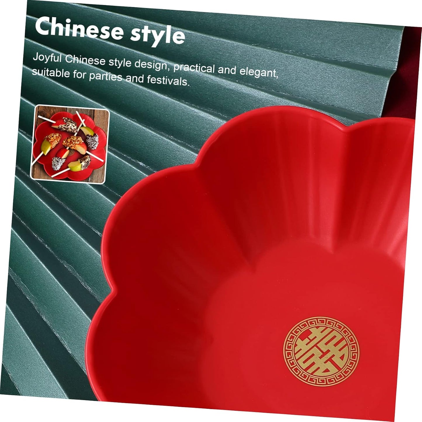 ABOOFAN 2 Pack Chinese Style Wedding Snack Trays 8.66 Inch Flower Shaped Candy Dishes Fruit Plates for Party and Home Decoration