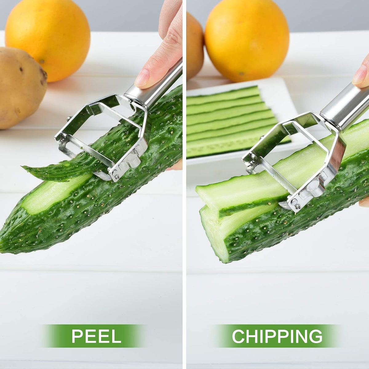 BURLIHOME Double-sided Vegetable Peeler,Stainless Steel Julienne Cutter