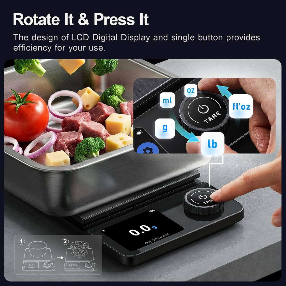 Smart Food Scale with Nutritional Calculator, USB Charging, 11lb