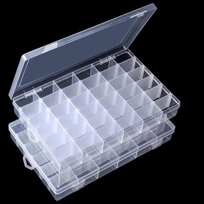 Gospire 15 Large Grids Clear Plastic Jewelry Box Organizer Storage Container with Removable Dividers (15 Grids - Clear)