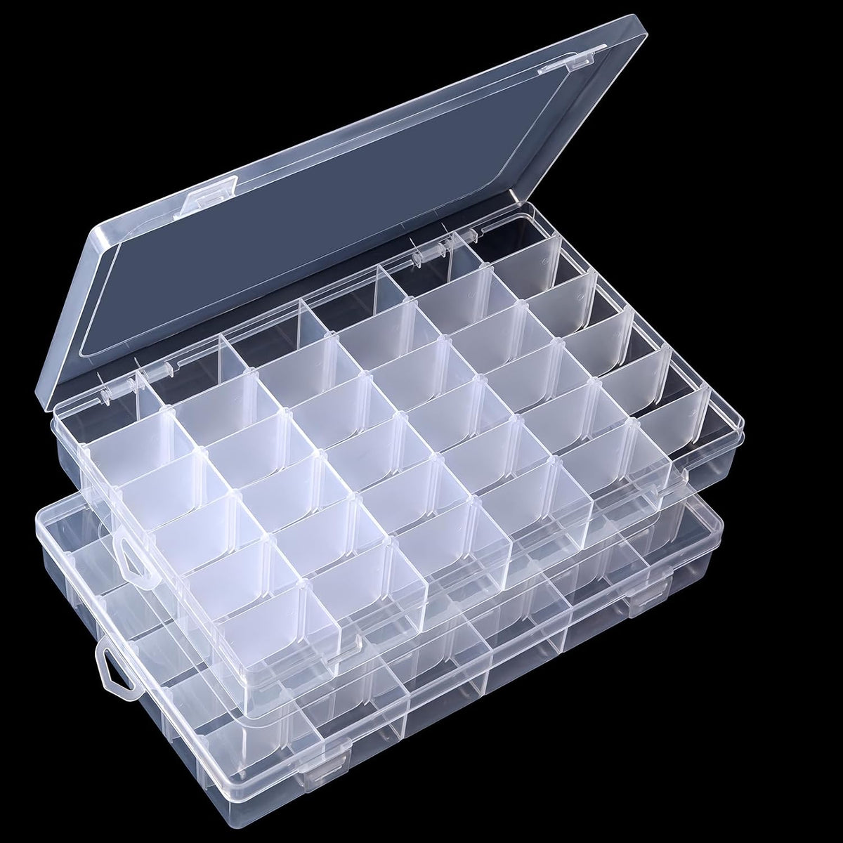 Gospire 15 Large Grids Clear Plastic Jewelry Box Organizer Storage Container with Removable Dividers (15 Grids - Clear)