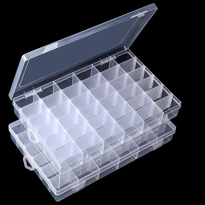 Gospire 15 Large Grids Clear Plastic Jewelry Box Organizer Storage Container with Removable Dividers (15 Grids - Clear)