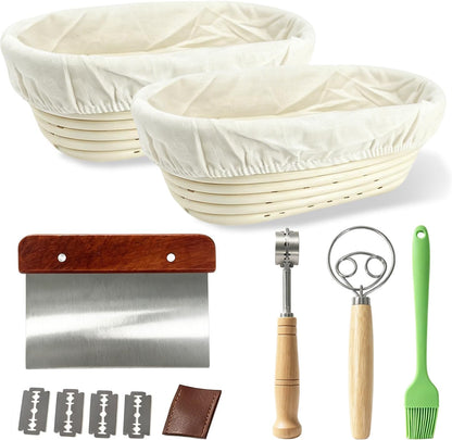 Banneton Bread Proofing Basket, 10 inch Oval Banneton Basket,Sourdough Proofing Basket,Bread Bowl Handmade Rattan Baskets and Liners for Professional & Home Sourdough Bread Baking