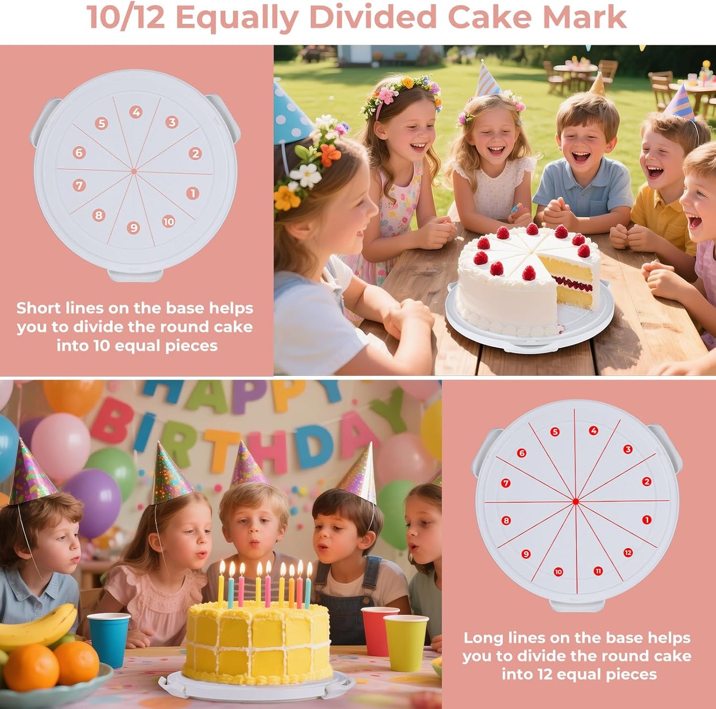Foldable Cake Carrier, Holds up to 10in Round and 8.5in High Cake, with Lid and Handle