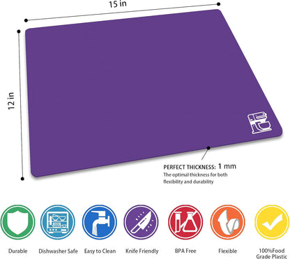 ZVP Flexible Plastic Cutting Board Set of 3 Gradient Color, Colorful Chopping Boards, BPA Free Mats, Non Slip, Dishwasher Safe, 15x12 Inch, Pink Multi-Color
