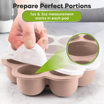 KeaBabies Silicone Food Freezer Trays with Lid, 2oz x 10 Pods Baby Food Storage Containers, Easy Puree Meal Prep, Breast Milk Silicone Freezer Molds, Dishwasher, Microwave Safe, BPA-Free (Slate)