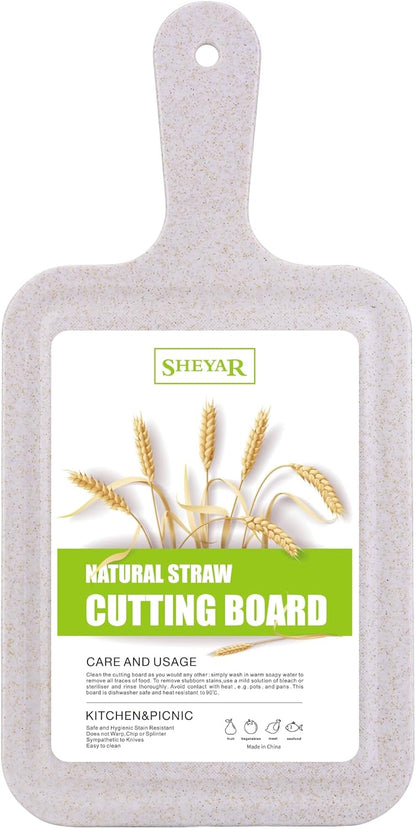 Cutting Board for Kitchen, Wheat Straw Fiber Cutting Board, Dish Washer Safe, w/Juice Grooves for Meat, Veggies, Easy Grip Handle, Non-slip Surface Eco-friendly Serveware Accessories （10‘x6.3’）