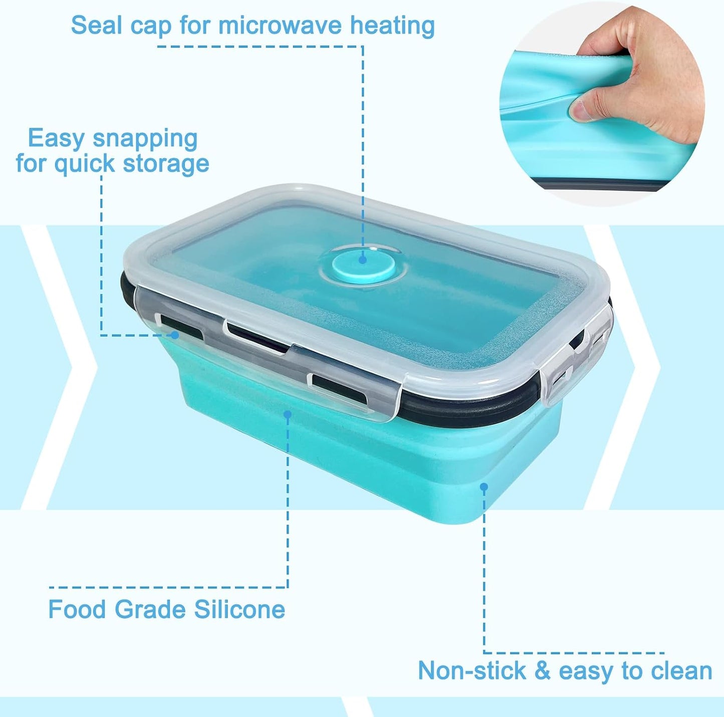 Guyuyii 4 Pack Space-Saving Collapsible Food Storage Containers with Lids | 12/17/27/40 oz Food-Grade Silicone Set for RV, Camping, Meal Prep, Small Kitchens - Microwave/Freezer/Dishwasher Safe