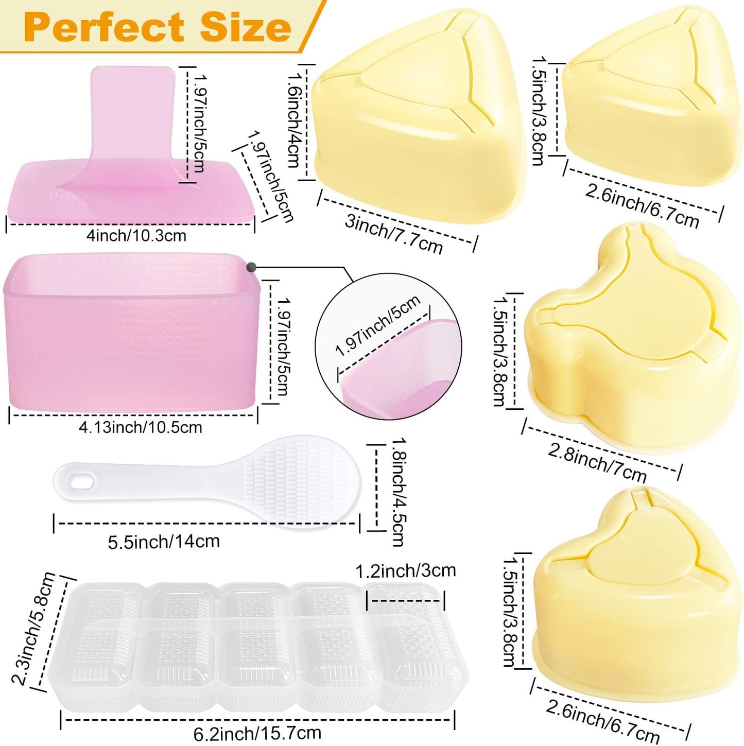 TAORISH Onigiri Mold, 8 Pcs Rice Mold Musubi Maker Kit, Musubi Maker Press Mold, Classic Triangle Rice Ball Mold Maker Sushi Mold for Kid Lunch Bento, Home DIY, Standard