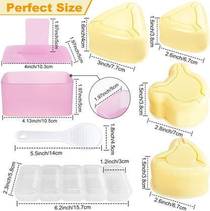 TAORISH Onigiri Mold, 8 Pcs Rice Mold Musubi Maker Kit, Musubi Maker Press Mold, Classic Triangle Rice Ball Mold Maker Sushi Mold for Kid Lunch Bento, Home DIY, Standard